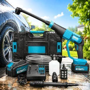 Мийка високого тиску Krafftec 48V 8Ah акумуляторна мийка 45 бар для машини міні-автомийка у кейсі 3055097520 фото