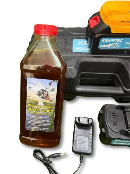 Акумуляторна ланцюгова пила Krafftec 52 В з подачею мастила 20 см ланцюгова пила для обрізки з 2 акумуляторами 3055097529 фото