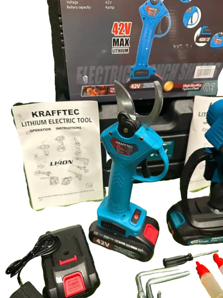 Секатор і ланцюгова пила Krafftec 42V/4Ah акумуляторний комплект Набір акумуляторного інструменту 2в1 2962171834 фото