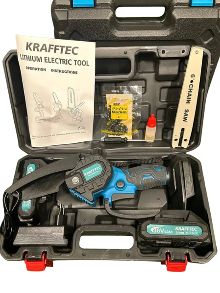 Секатор і ланцюгова пила Krafftec 42V/4Ah акумуляторний комплект Набір акумуляторного інструменту 2в1 2962171834 фото
