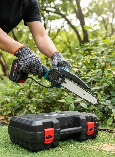 Акумуляторна ланцюгова пила Krafftec 48v з 3 ланцюгами Міні акумуляторна пила 20 см шина Пила з подаванням мастила для обрізання 2892000552 фото