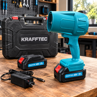 Повітродувка акумуляторна Kraftec 48v 6Ah турбодуйка 220 м/с з 2 акумуляторами вентилятор безщітковий 716329352-23 фото