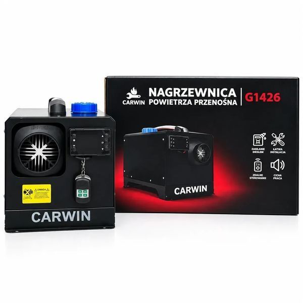 Дизельний обігрівач 12 квт CARWIN дизельна пічка для гаража до 50 м&sup2; Польща тепловентилятор з пультом 8589542-88 фото
