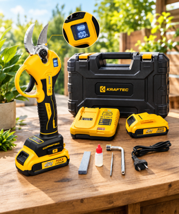 Секатор для дерев Krafftec Germany 48v акумуляторний Секатори для саду професійний до 35 мм з 2 акб у кейсі 3092547470 фото