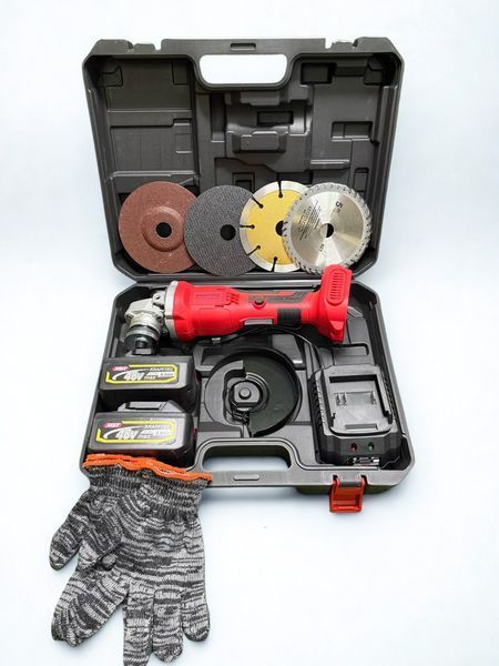 Акумуляторна болгарка Krafftec Germany 48V 8Ah з 4 дисками УШМ 125 безщіткова з регулюванням обертів шліфмашина бездротова в кейсі 3129812829 фото