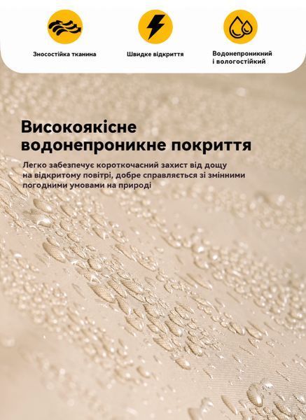 Легкий туристичний намет 4 місний автомат Палатка 200 х 200 бежева для походу кемпінгу та відпочинку 3092547459 фото