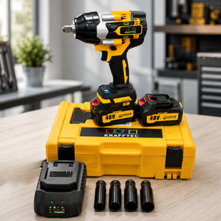 Акумуляторний гайковерт Krafftec 1500 Nm Germany потужний гайковерт професійний для СТО з 2 акумуляторами бездротовий 3007864165 фото