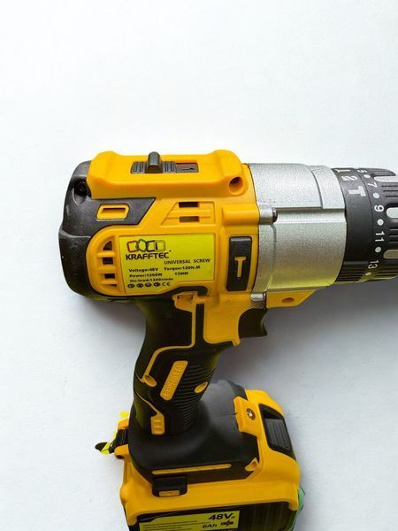 Потужний акумуляторний шуруповерт Krafftec 48v з 2 акумуляторами професійний шуруповерт ударний 130Nm з кейсом ударна дриль 23468-89 фото
