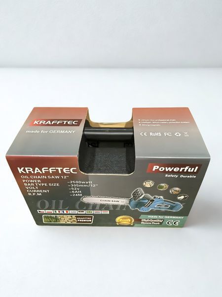 Акумуляторна ланцюгова пила Krafftec 52V з двома АКБ ручна акумуляторна пила з автоматичним змащенням НІМЕЧЧИНА 3055097518 фото