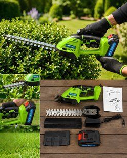 Акумуляторний кущоріз Krafftec 48V з 2 лезами Ножиці садові для стриження кущів 110/200 мм у кейсі 3055097519 фото