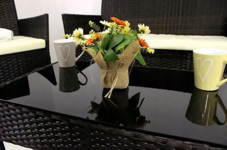 Садові меблі стіл 2 крісла диван Комплект садових меблів для відкритої тераси до 150 кг Меблі з ротанга коричневі 3100342329 фото